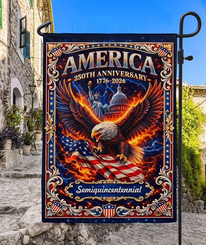 250th Anniversary Patriotic Design, 1776-2026 Commemorative, 250 Anniversary Usa Flag, Garden Flags For Outside, Front And Back Print 4 (12x18 Inch)