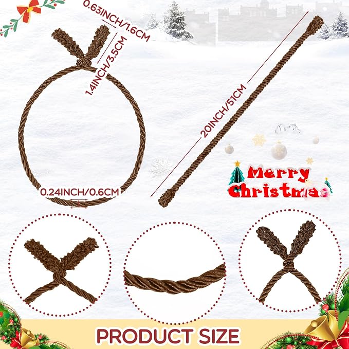 Zhengmy 32 Pcs 20 Inches Christmas Garland Ties Christmas Decorative Twist Ties for Banister Reusable and Flexible Twist for Xmas Home Decorations Holiday Craft Wrapping (Brown)