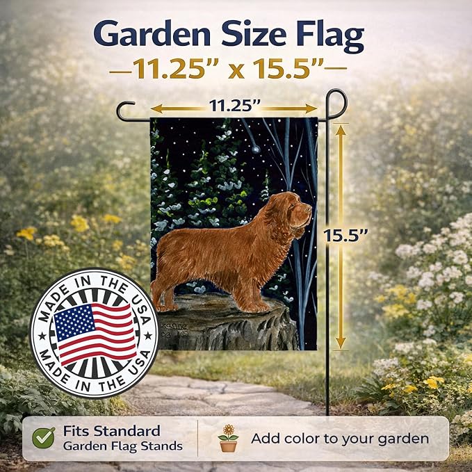Caroline's Treasures SS8174GF Sussex Spaniel Garden Flag Mailbox Flag Decorative Yard Flag Banner Outside Patio Artwork Yard Flower Beds, Garden Size, Multicolor