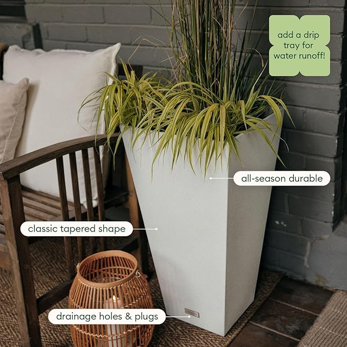 Veradek V-Resin Indoor/Outdoor Taper Planter, 2-Pack (24 inch, White)