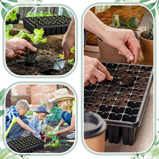 Baderke 12 Pack 2.8" Deep 54 Cell Seed Starter Trays, Thick Durable Plug Tray Big Cell Seed Starting Trays for 1015 Flat Tray Germination, 432 Cells Reusable Plant Propagation