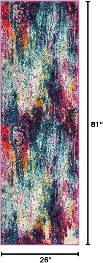 Unique Loom Chromatic Collection Modern Colorful & Vibrant Abstract Area Rug For Any Home Décor (2' 2 x 6' 7 Runner, Multi/ Light Blue)