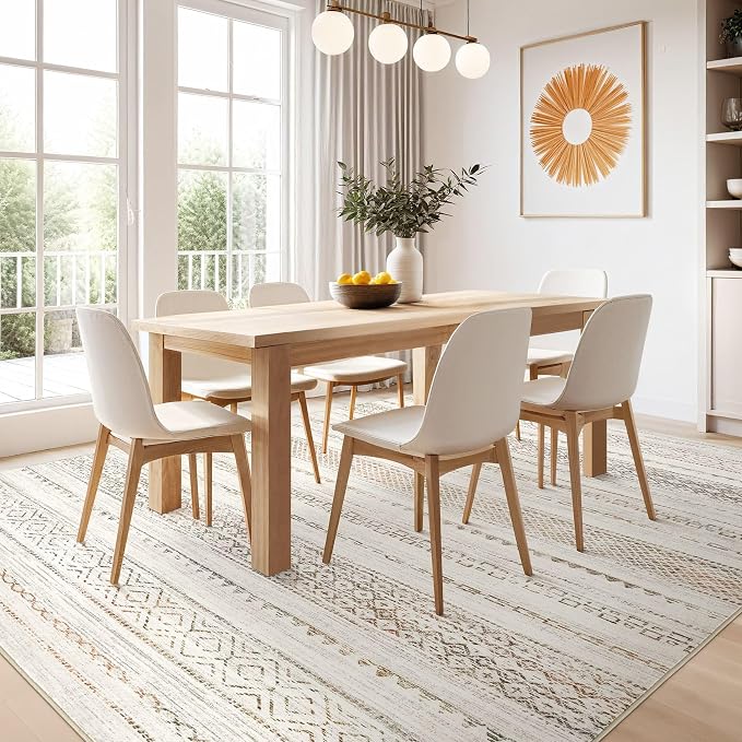 Nakagishi 10x14 Area Rugs Living Room: Washable Boho Large Neutral Modern Soft Stain Resistant Farmhouse Indoor Floor Rug Non-Slip Carpet for Bedroom Nursery Kids Playroom Office Dining Room- Colorful