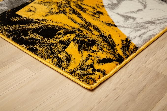 Yafa Home Fashion Modern Contemporary Swirls Design Area Rug, Luxurious, Elegant, and Fashionable Area Rug (Yellow, 4 ft X 5 ft)