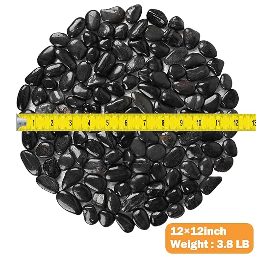 River Rock Stepping Stones Outdoor for Garden Walkway, 12 inch Diameter 6 Pcs Round Shape Paver Step Stones Polished Pebble River Stone Mat for Yard Lawn Patio Pathway Walk Way - Black