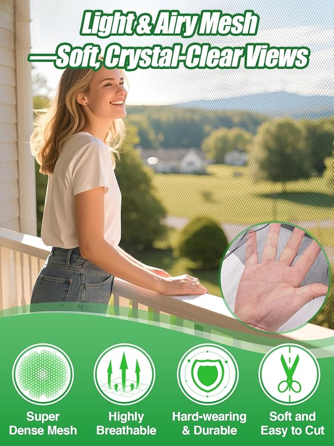 ANPHSIN 40x10ft Nearly Invisible Mosquito Net for Patio - Mesh Netting Screen for Outdoor Garden Porch Balcony, Protects Skin & Plants from Bugs, Birds, Black