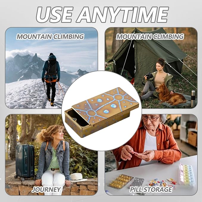 Titanium EDC Container Storage Box Mini Metal Box Outdoor Camping Gear Backbag Tool For Tiny Things, Blue