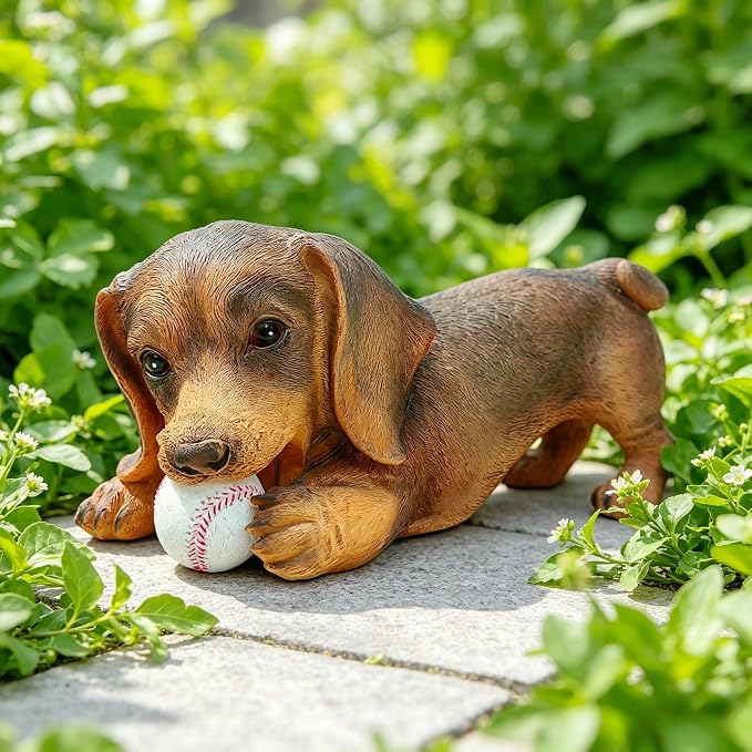 Dachshund Solar Garden Statue - Outdoor Yard, Lawn, Patio Weiner Dog Decor - Unique Birthday Housewarming Gift for Mom, Women, Dad, Men