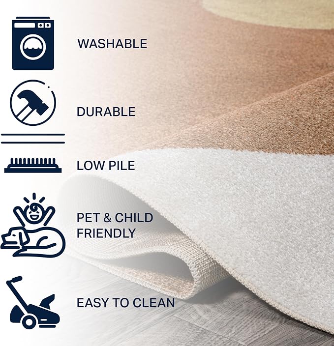JONATHAN Y Machine Washable Cream/Multi Indoor Area Rug 3X5 ft, Slinger Modern Contemporary Collage for Living Room, Bedroom, Kitchen, Office, Easy-Cleaning, Pet-Friendly, Non-Shedding WSH306A-3
