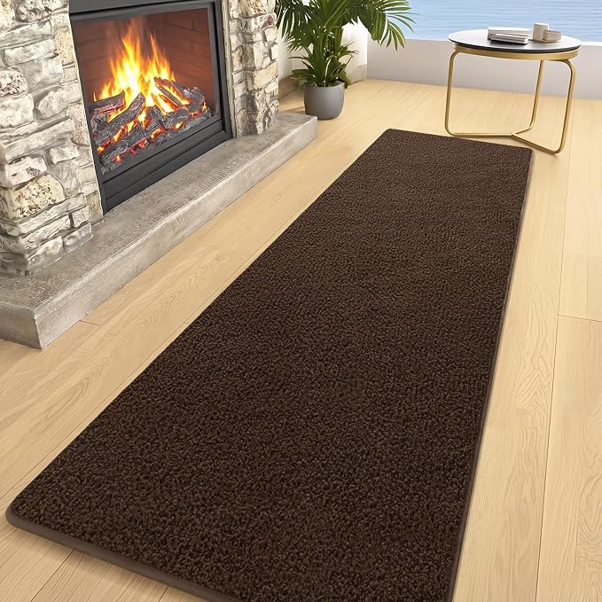 AROGAN 3x10 Runner Rug for Hallway, Long Runner Rugs Non Slip, Coffee | Soft Washable Memory Foam Carpet for Bedroom, Non Slip Backing Runners Rug for Hallways, Kitchen, Bathroom, Entryway Home