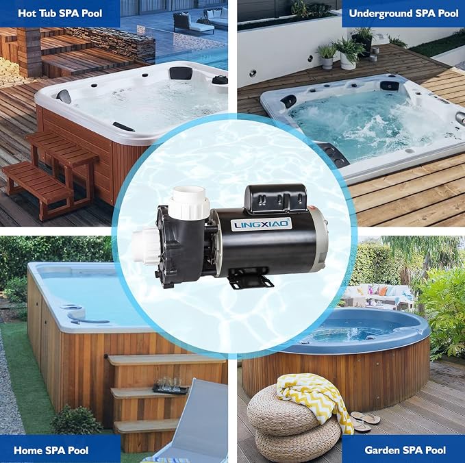 WUA200-II SPA Pump, 2 Speed Hot Tub Pumps 2HP - LX SPA Pump Motor 220V-240V, 2" Port, 56 Frame (Mode:56WUA200-II）