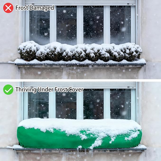 OUTCREATOR Plant Covers Freeze Protection, 2 Pack Frost Covers Cloth with Drawstring (39.3" x 17.7" x 15.7") Plant Protection Cover Bags Frost Blankets for Outdoor Winter Cold Weather Shrubs Trees