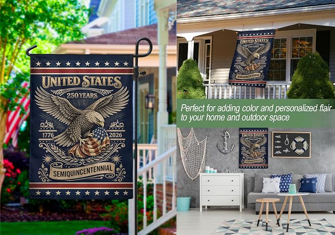 1776-2026 Commemorative, 250 Anniversary Usa Flag, Dualided Design, American 250th Anniversary Patriotic Design, American Flag With Eagle, Garden Flags For Outside 1 (12x18 Inch)