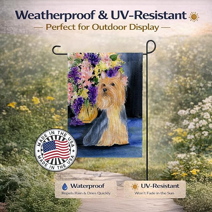 Caroline's Treasures SS8293GF Silky Terrier Garden Flag Mailbox Flag Decorative Yard Flag Banner Outside Patio Artwork Yard Flower Beds, Garden Size, Multicolor