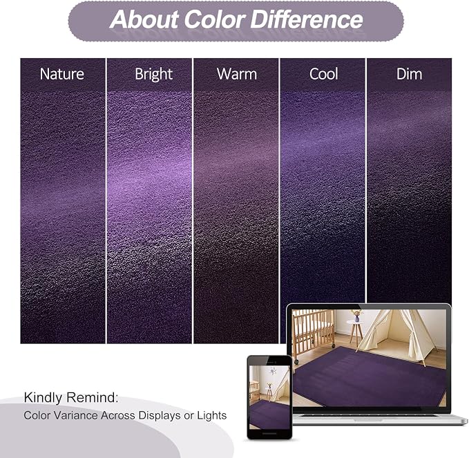 Vasofe Purple Runner Rug for Bedroom, 2x8 Non Slip Long Hallway Bedside Rug | Memory Foam Low-Pile Carpet Runner Rug for Entryway, Living Room, Kitchen, Laundry Room, Long Throw Carpet for Dorm Room