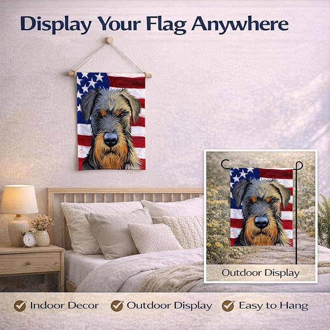 Caroline's Treasures CK6578GF Jagdterrier American Flag Garden Flag Mailbox Flag Decorative Yard Flag Banner Outside Patio Artwork Yard Flower Beds, Garden Size, Multicolor