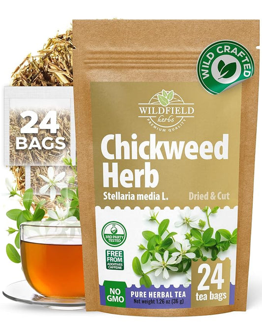 24 Bags Chickweed Herb Chickweed Tea (Stellaria Media) - 24 Count 2g Tea Bags Capiqui