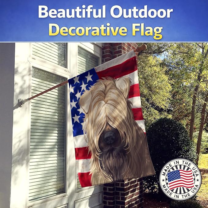 Caroline's Treasures CK6715CHF Soft-Coated Wheaten Terrier American Flag House Flag Large Porch Sleeve Pole Decorative Outside Yard Banner Artwork Wall Hanging, Polyester, House Size, Multicolor