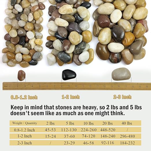 FANTIAN 5 lbs Large River Rocks for Plants, 2-3 inch Polished Pebbles for Indoor Plants, Decorative River Stones for Planters Vase Aquarium and Outdoor Garden Landscaping Rocks