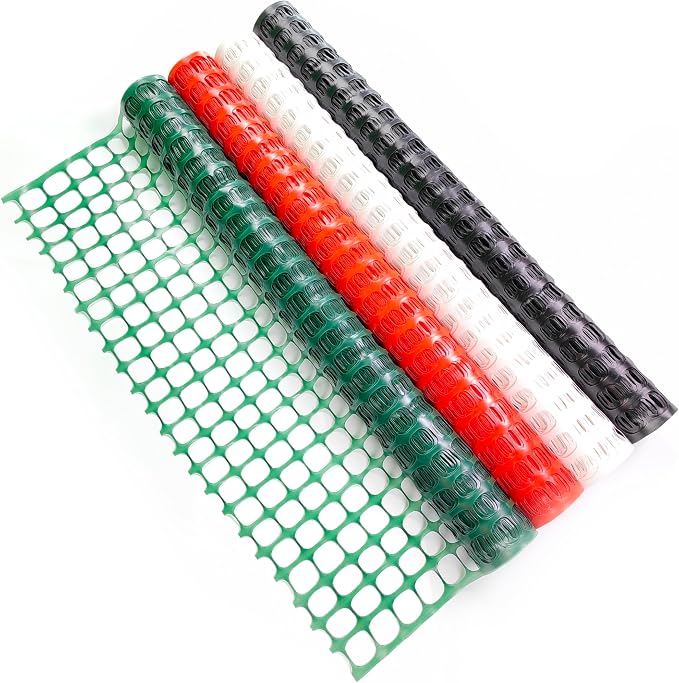 PotatoLife Plastic Mesh Fence Safety Fence, 4'x100' Roll with 100 Zip Ties, Resuable Temporary Netting for Garden Fencing, Construction, Snow Fencing, Animal Barrier, Poultry, Deer, Patio, Black