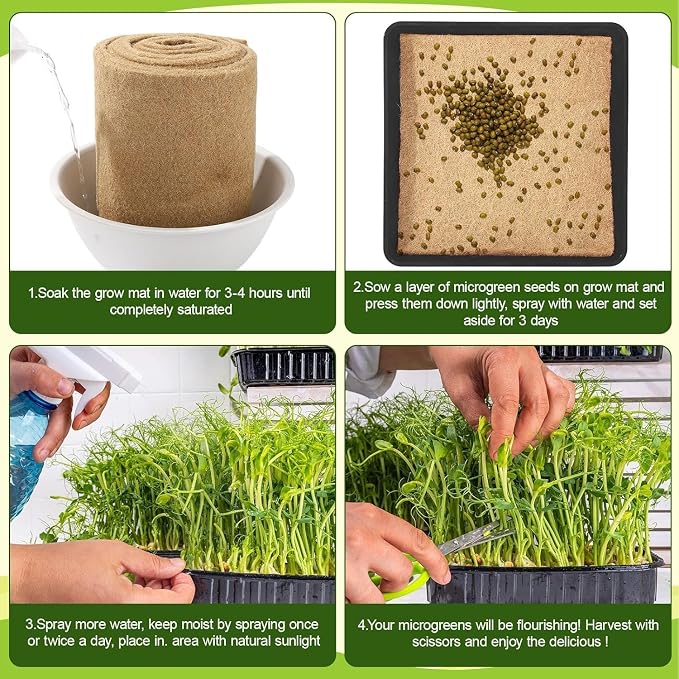 1Roll 12" X 197" Hydroponic Grow Pads, Jute Seed Sprouting Mat, Microgreens Growing Kit, Indoor Organic Production for Wheatgrass Sprouts Starter Tray (12" X 197")
