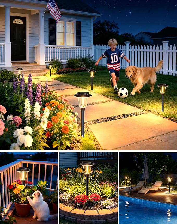 2026 New Solar Pathway Lights, 12 Pack Solar Lights Outdoor, Waterproof IP65, Upgraded Bright LED, Auto On/Off, Modern Garden Lights, Solar Powered Light for Yard, Lawn, Walkway, Driveway, Patio Decor