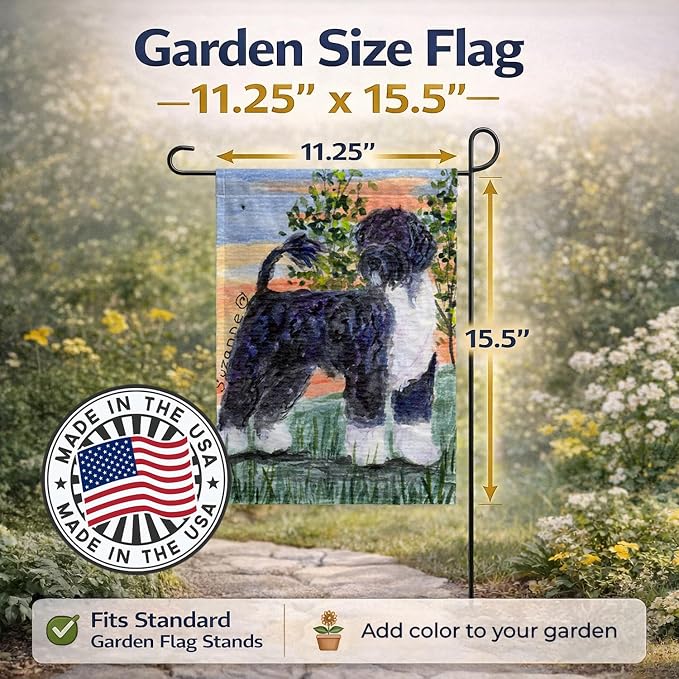 Caroline's Treasures SS8855GF Portuguese Water Dog Garden Flag Mailbox Flag Decorative Yard Flag Banner Outside Patio Artwork Yard Flower Beds, Garden Size, Multicolor