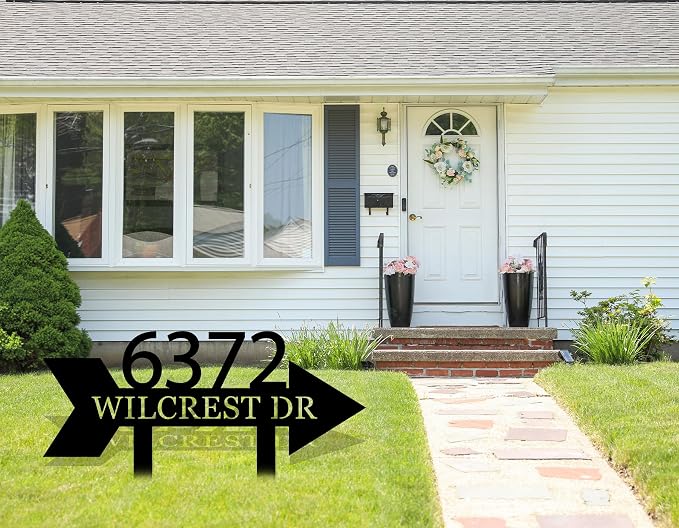 Custom Metal Yard Arrow Address Sign with Stake, Custom Address Sign, Metal Address Numbers, House Address Numbers Plaque, Address Signs For Houses, Floating House Numbers, House Address Number