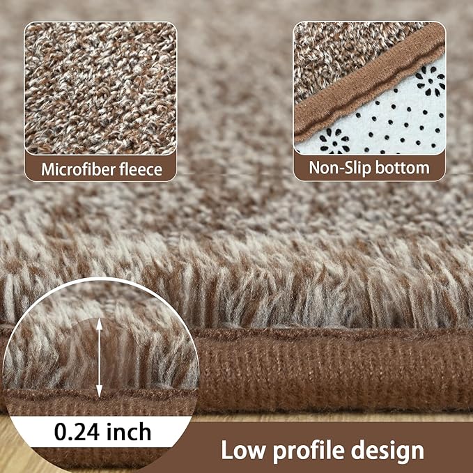 AROGAN 5x7 Area Rugs for Living Room Non Slip Dorm Bedroom Rug, Matte Brown | Modern Area Rugs with Soft Memory Foam, Minimalist Washable Indoor Floor Carpet for Dining Room Office Kids Playroom Decor