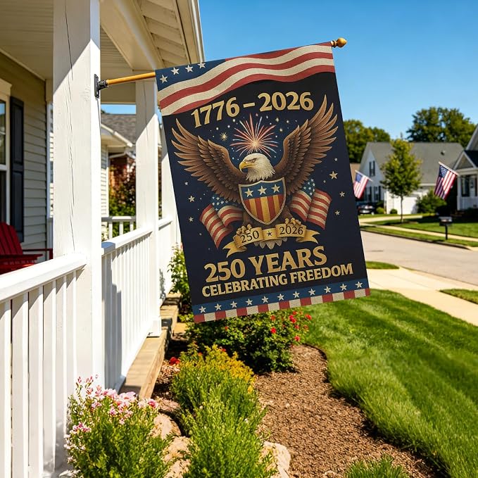 250 Anniversary Usa Garden Flags for Outside, 250 Anniversary USA Flag 1776-2026 Commemorative Patriotic Yard Sign Outdoor Banner Yard Sign 4th of July Decorations Double Sided Waterproof 250 Year American Flag 28x40 Inch