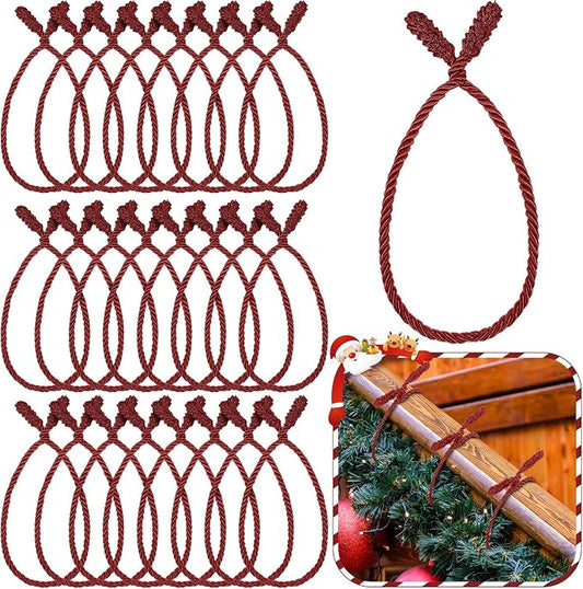 Zhengmy 24 Pcs 30 Inch Christmas Garland Ties Decorative Twist Ties for Banister Reusable Flexible Twist for Stairway Christmas Garland Hanger Xmas Railing Decor Holiday Craft Wrapping (Burgundy)
