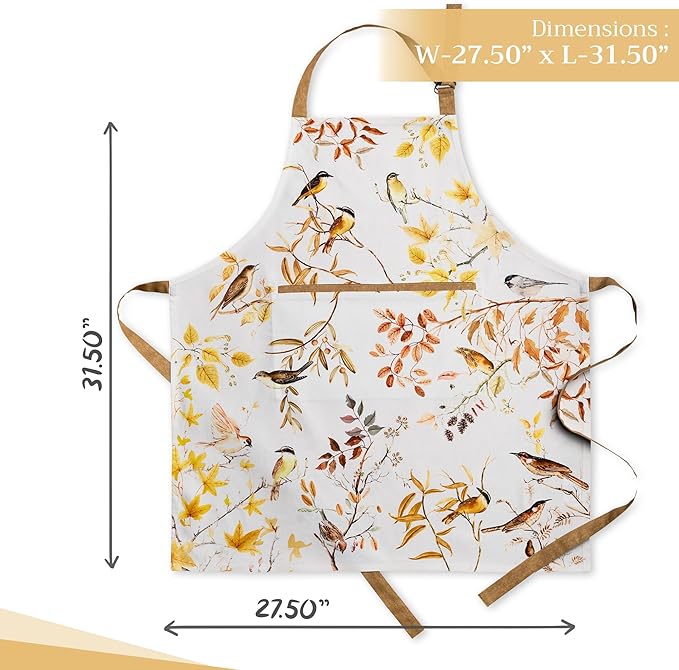 Maison d' Hermine Aprons for women with Pocket 100% Cotton (27.50"x31.50") | Adjustable Neck Strap & long ties Apron Men Chef Wedding Cooking Gardening Server Maid
