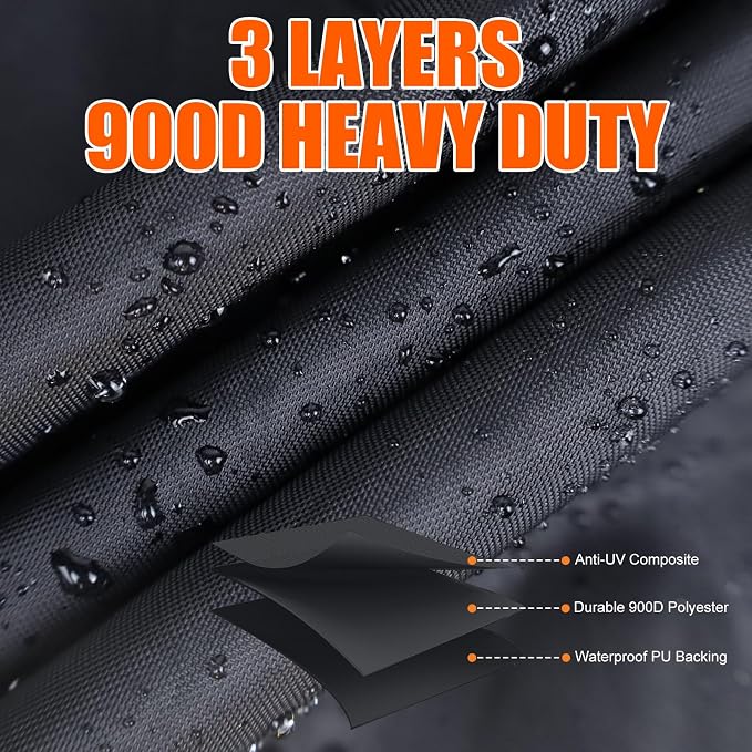 Snow Blower Cover, 24"/26"/28" Heavy Duty 900D Waterproof Snowblower Cover | Fit for Two-Stage and Single-Stage Snow Throwers, Compatible with Toro, EGO, Craftsman, Ariens Black & Orange