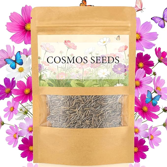 LUOJIBIE Cosmos Seeds, 4,500+ Cosmos Flower Seeds for 2026, Wildflower Seeds for Planting Outdoor Garden, Crazy Blend Mix Color, No Filler, 1.5 Oz Packet, Easy to Grow