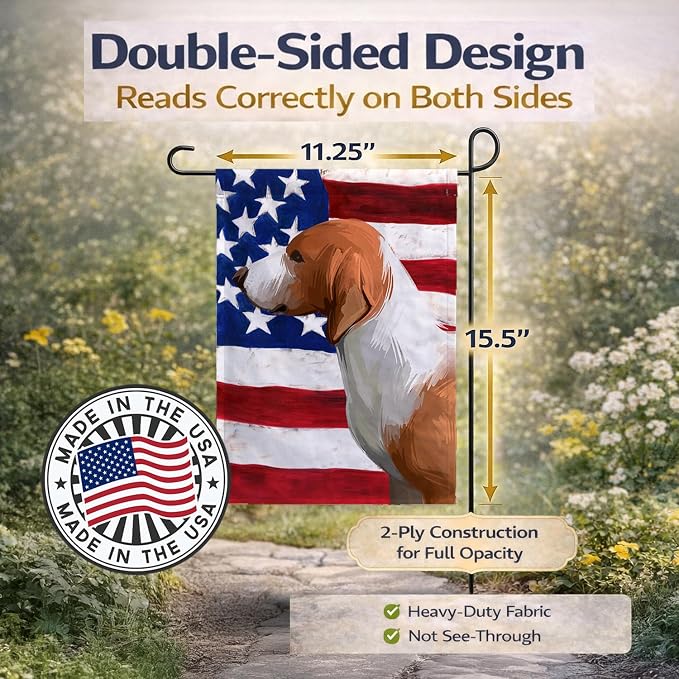 Caroline's Treasures CK6506GF Drever Dog American Flag Garden Flag Mailbox Flag Decorative Yard Flag Banner Outside Patio Artwork Yard Flower Beds, Garden Size, Multicolor