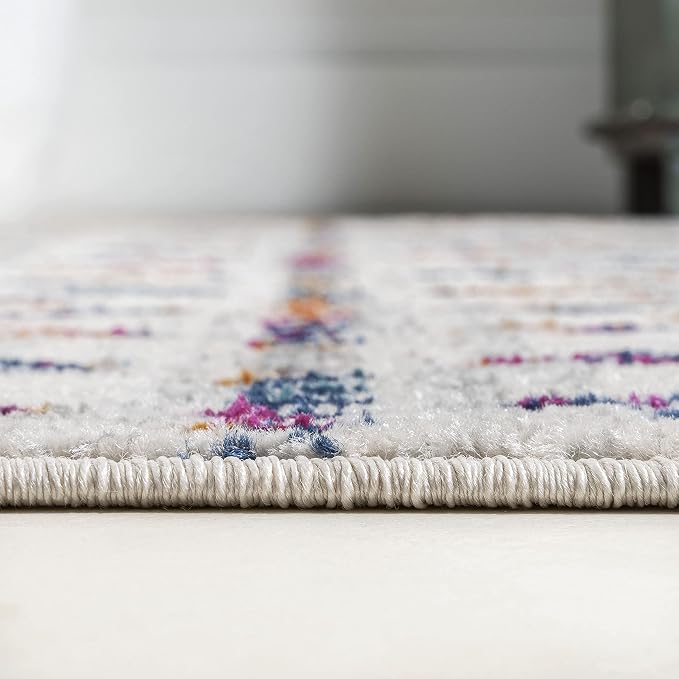 JONATHAN Y Boho Vintage Diamond Cream/Multi Indoor Area Rug 3X5 ft, Moroccan Hype for Living Room, Bedroom, Kitchen, Office, Easy-Cleaning, High Traffic, Pet-Friendly, Non-Shedding (MOH101H-3)