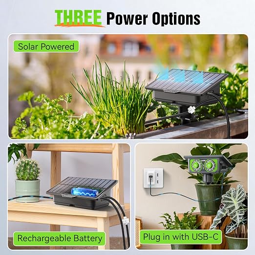 RAINPOINT Easy-Setup Solar Drip Irrigation System Outdoor & Indoor, Automatic Plant Waterer Device Kit Beginner-Friendly Garden Raised Bed Grow Tent Water 10-15 Plants