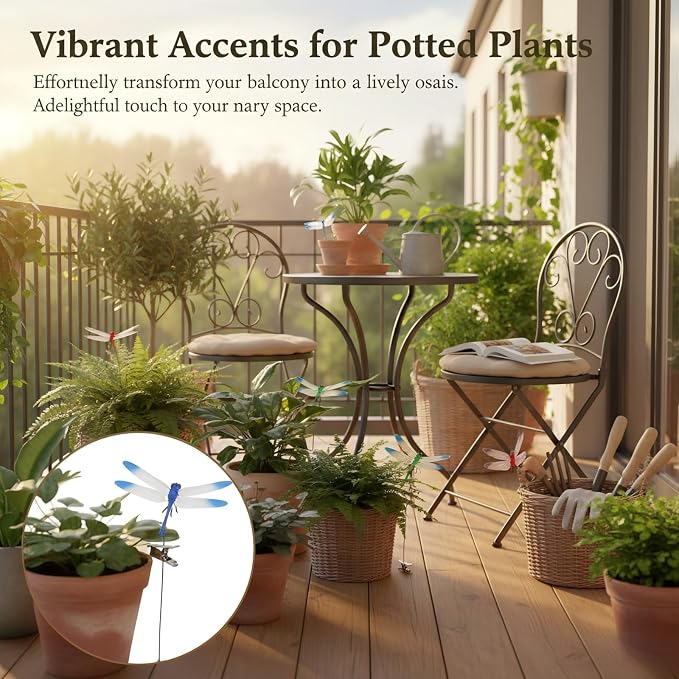 Dragon Fly Clips for Bugs Repellent, 3D Dragonfly Garden Stakes Decor - Dragonfly Clips to Keep Bugs Away, for Outdoor Garden Decoration & Hat Clip Accessories (16pcs)