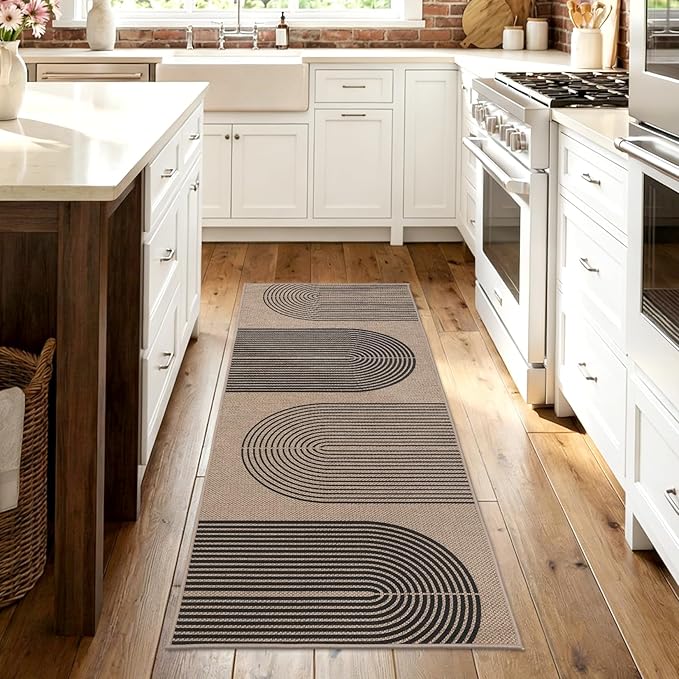 GarveeHome Modern Rainbow Easy Jute Runner Rug, 2x6 Runner Rug for Hallways - Non-Slip Indoor Outdoor Carpet, Washable for High Traffic Laundry Room, Kitchen, Entryway