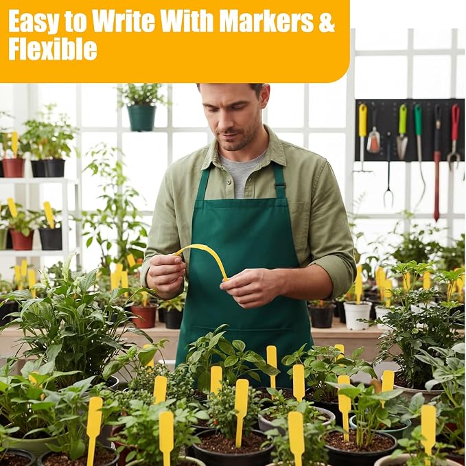 Novabright 500 Pcs Plant Labels 5 Inch Plastic Plant Name Tags for Seedlings Garden Label Markers Nursery Plastic Planting Seed Labels for Outdoor Garden Waterproof Label Pot Stakes(Yellow)