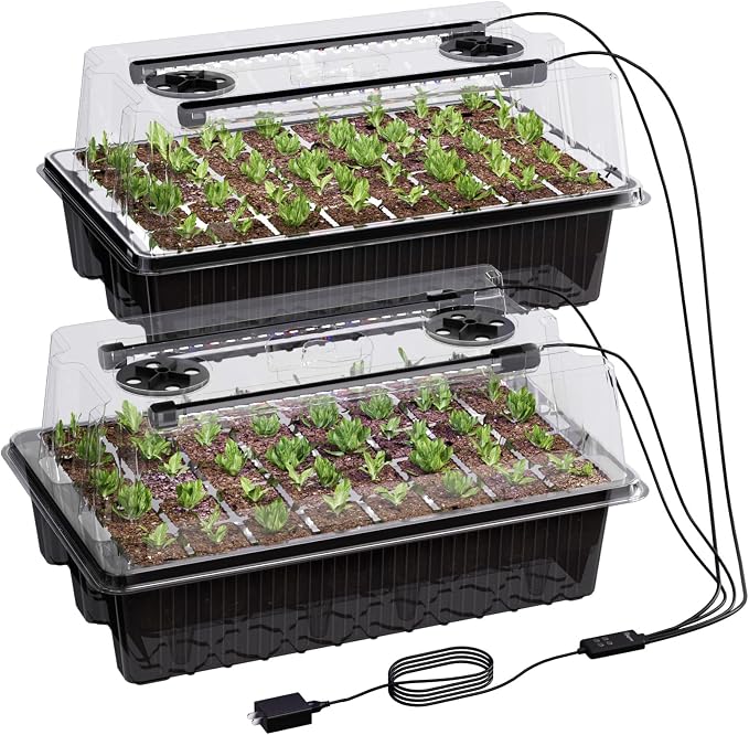 Patigrow 80-Cell Self-Watering Seed Starter Tray with Grow Light, Seed Starter Kit with 4.07” Humidity Dome, Indoor Seedling Starter Tray, Seed Starting Trays for Plant Germination, Seeds Growing