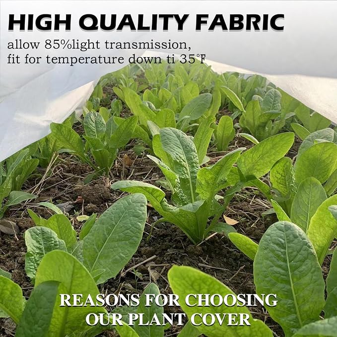 Plant Covers Freeze Protection 10 x 50 Ft, Thick Frost Cloth for Outdoor Plants, Winter Plant Blankets and Frost Covers for Garden Frost Protection, Floating Row Cover