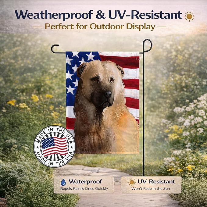 Caroline's Treasures CK6384GF Afghan Shepherd American Flag Garden Flag Mailbox Flag Decorative Yard Flag Banner Outside Patio Artwork Yard Flower Beds, Garden Size, Multicolor