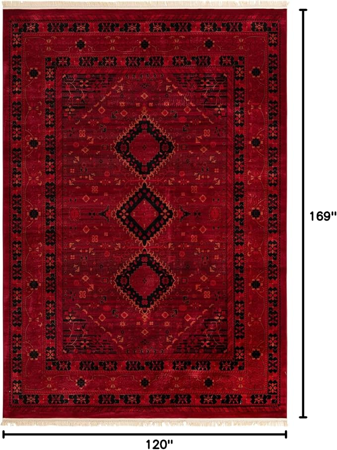 Unique Loom Tekke Collection Area Rug - Sheibani (10' x 14' 1" Rectangle, Red/ Black)