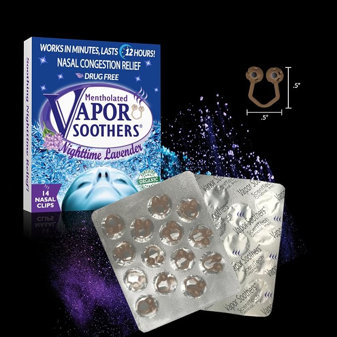 Nasal Dilators for Breathing by Vapor Soothers | Snore Reducing | Anti Snoring Aid for Better Sleep | Drug-Free Nasal Congestion Relief | Nighttime Lavender, 14 Count