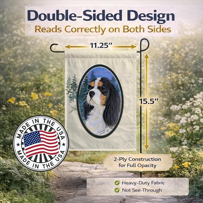 Caroline's Treasures SS8036GF Cavalier Spaniel Garden Flag Mailbox Flag Decorative Yard Flag Banner Outside Patio Artwork Yard Flower Beds, Garden Size, Multicolor