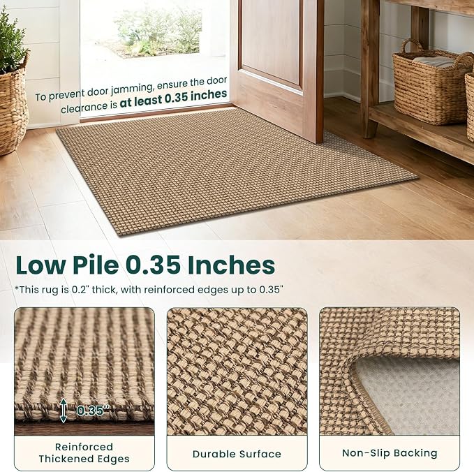 KOZYFLY Boho Runners for Hallways 2x7 ft Washable Kitchen Runner Non Slip Rubber Backed Hall Runners Cotton Entryway Runner Rugs for Indoor Backdoor Bedroom Kitchen, Orange Beige/Tan/Brown