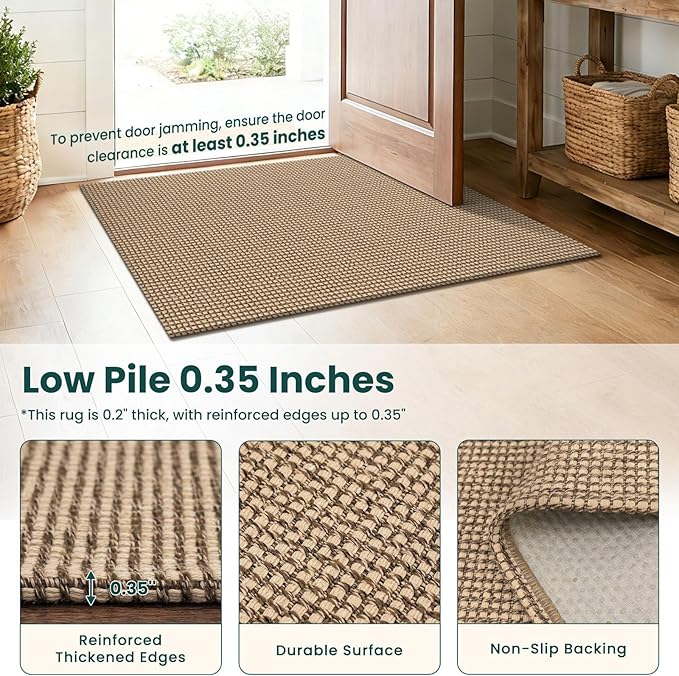 KOZYFLY Boho 3x14 Runners Rugs for Hallway, Long Washable Runner Rug, Woven Non Slip Kitchen Runner, Farmhouse Entryway Rug, Floor Carpet for Entry, Aisle, Hall, Orange Beige/Tan/Brown