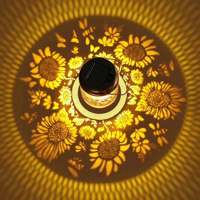 2 Pack Sunflower Solar Lanterns Outdoor Waterproof Solar Garden Decor, Birthday Gifts for Women Mom Grandma, Metal Hanging Lights with Shepherd Hook for Outside Yard Patio Pathway Backyard