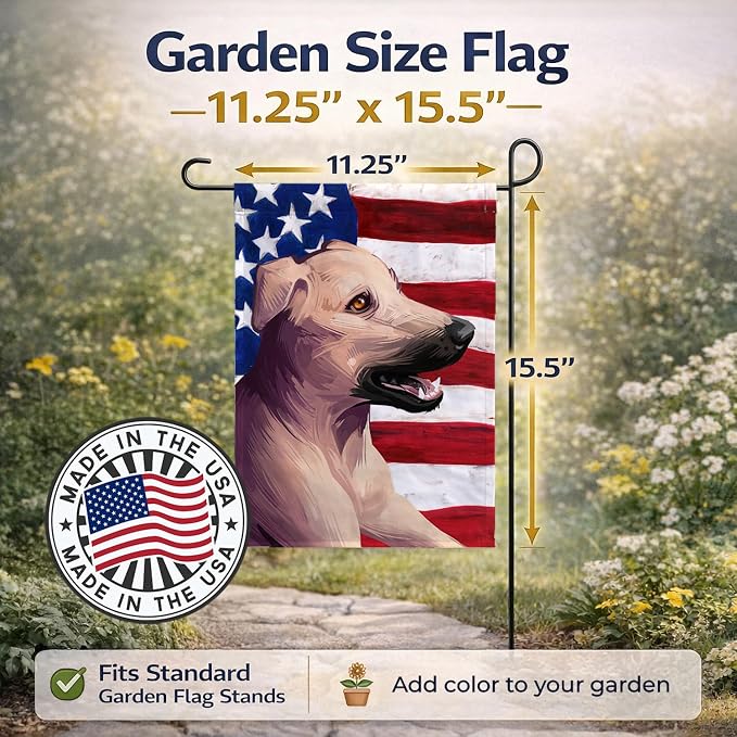 Caroline's Treasures CK6494GF Combai Dog American Flag Garden Flag Mailbox Flag Decorative Yard Flag Banner Outside Patio Artwork Yard Flower Beds, Garden Size, Multicolor
